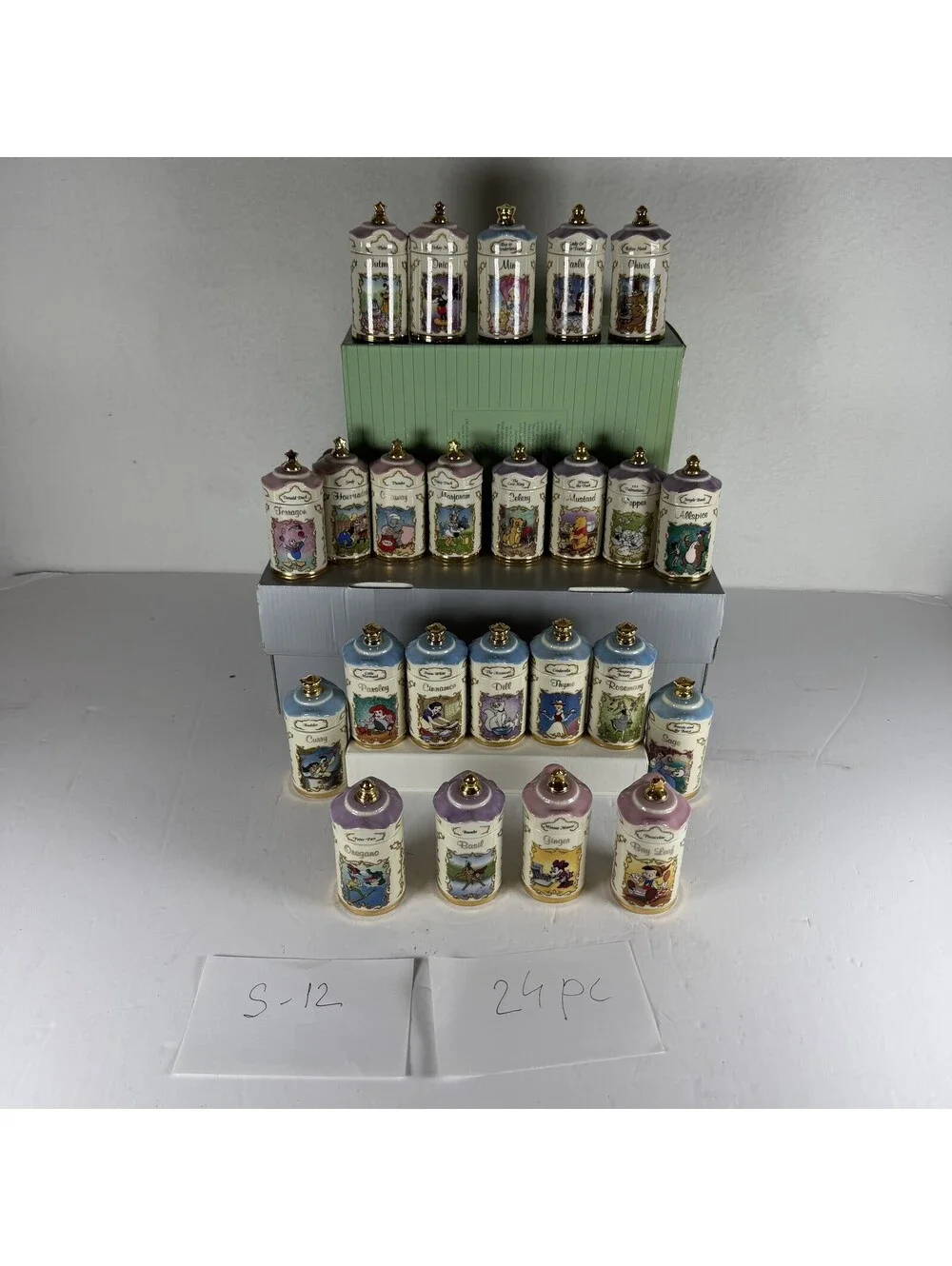 Lenox Walt Disney Spice Jar Collection 24 Pc Set Fine Porcelain S-12